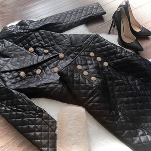 Quilted Vegan Leather Blazer