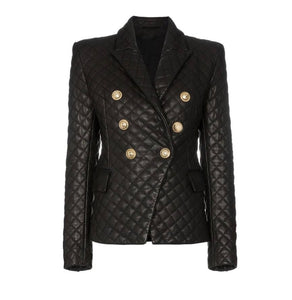 Quilted Vegan Leather Blazer